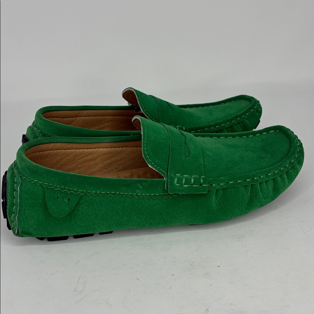 Green Suede Penny Loafers for Women - Picture 6 of 10